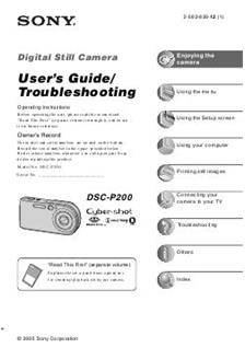 Sony Cyber-shot P200 manual. Camera Instructions.